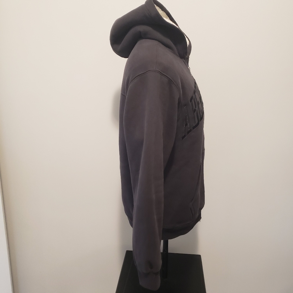 Abercrombie & Fitch Y2K Men's Sherpa Lined Full Zip Gray Hooded Jacket Size M. - Picture 5 of 10